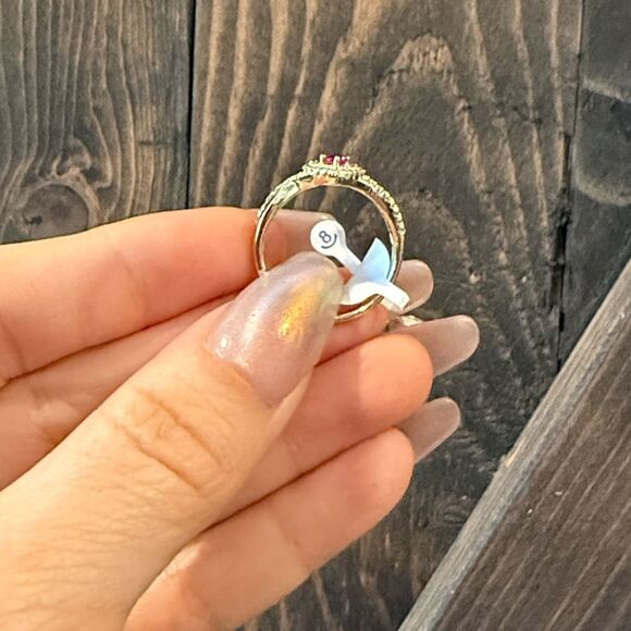 Elegant 14K Gold Plated Pink Heart Princess Twisted Ring - Picture 10 of 12